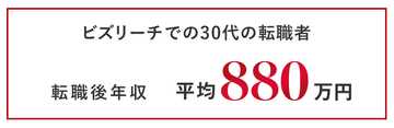 【ビズリーチでの30代の転職者】転職後年収 平均880万円